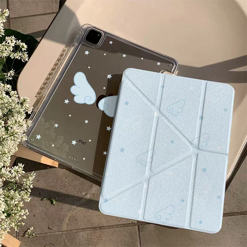 Light Blue Cartoon Wings Tablet Protective Case iPad 10/11 Generation/Air4/5/6/7/10.2/10.9/Pro