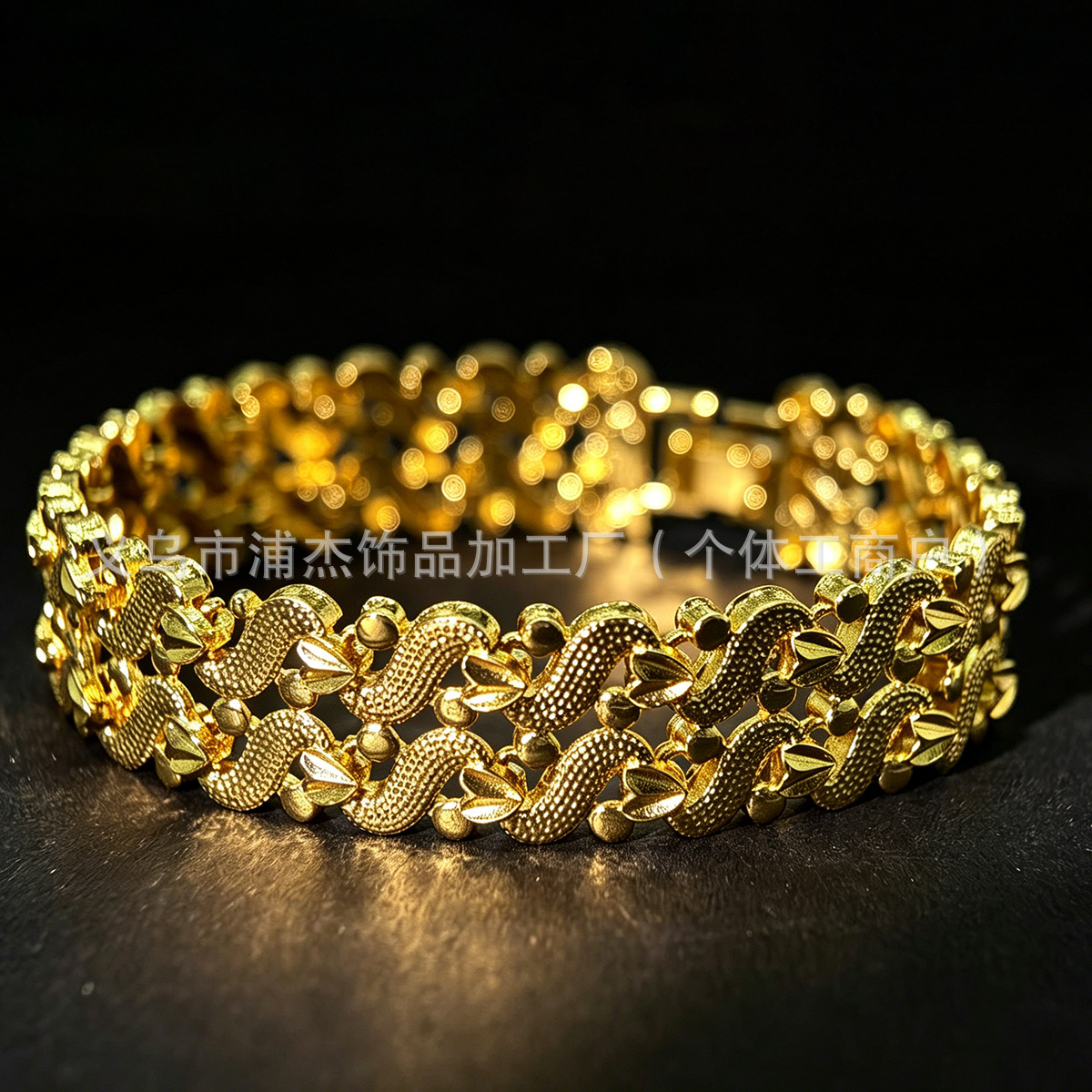 沙金不掉色手链七粒米S爱心仿金女跨境批发小众手镯配件首饰饰品 服饰配件、饰品厂家批发实拍图