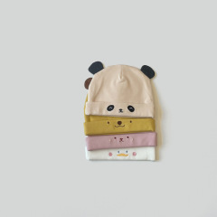 卡通小熊造型嬰兒胎帽春季新品雙層棉質護鹵門新生兒滿月帽子