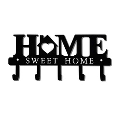 金屬鑰匙掛鈎HOME壁掛鈎玄關收納掛件門後裝飾衣帽架鐵藝掛鈎批發