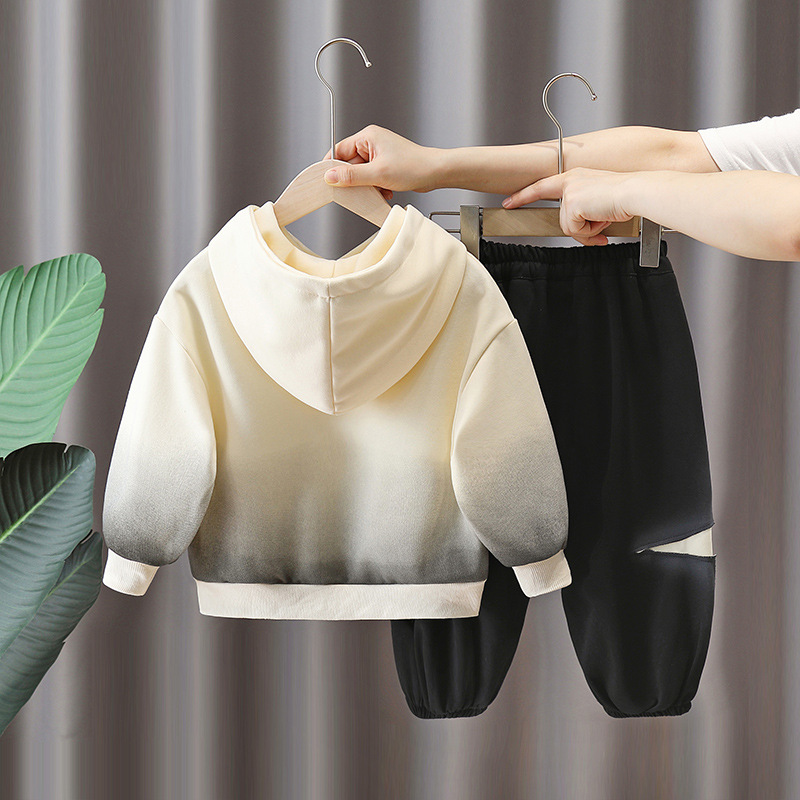 6315 traje de suéter con capucha para niños ropa de primavera y otoño 2025 nuevo traje de dos piezas de ropa de celebridades de Internet de otoño para niños