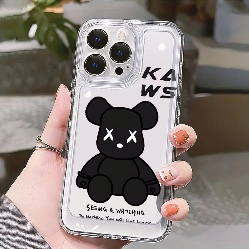 Kaws violent bear for XR to 16pro for XR to 14pro for Apple phone case with high permeability and fine hole soft case