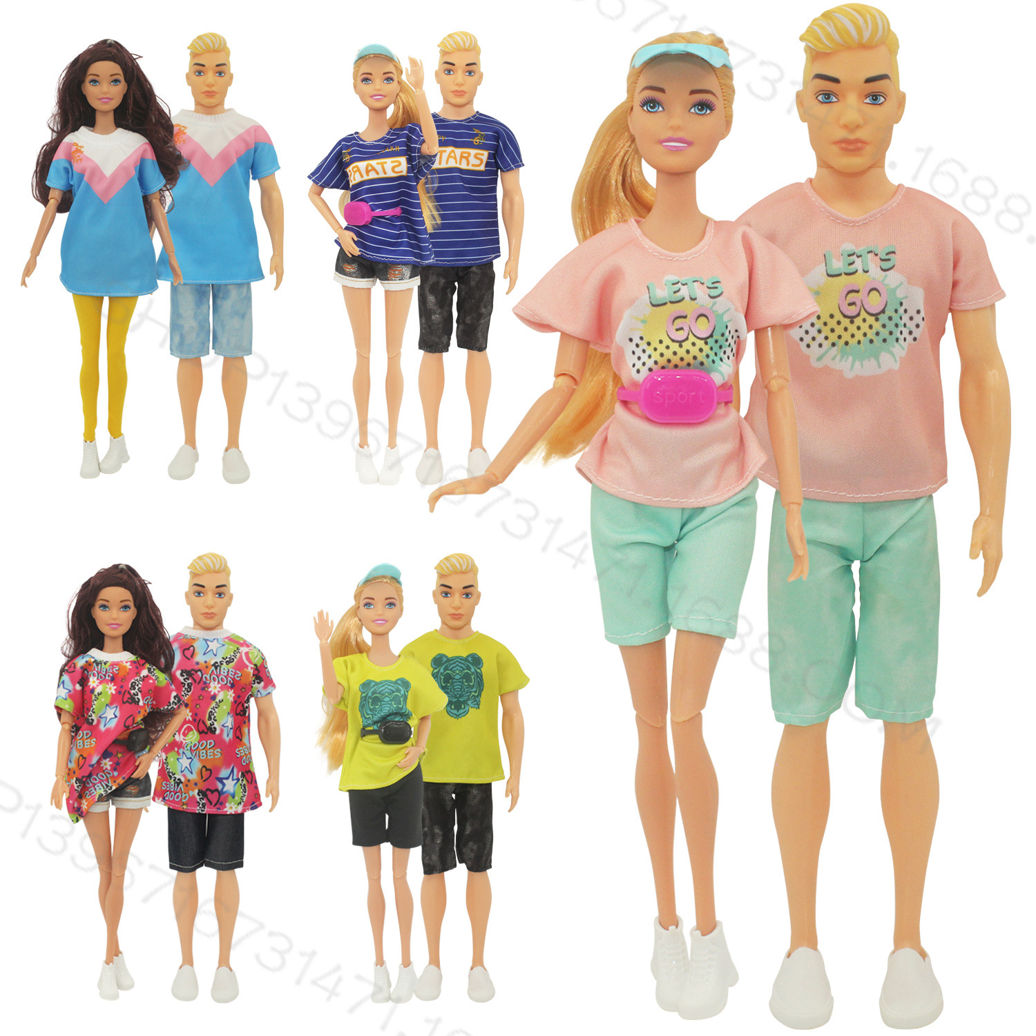 11 optional couple 30cm Barbie doll boys and girls doll sports leisure fashion suit bags foreign trade