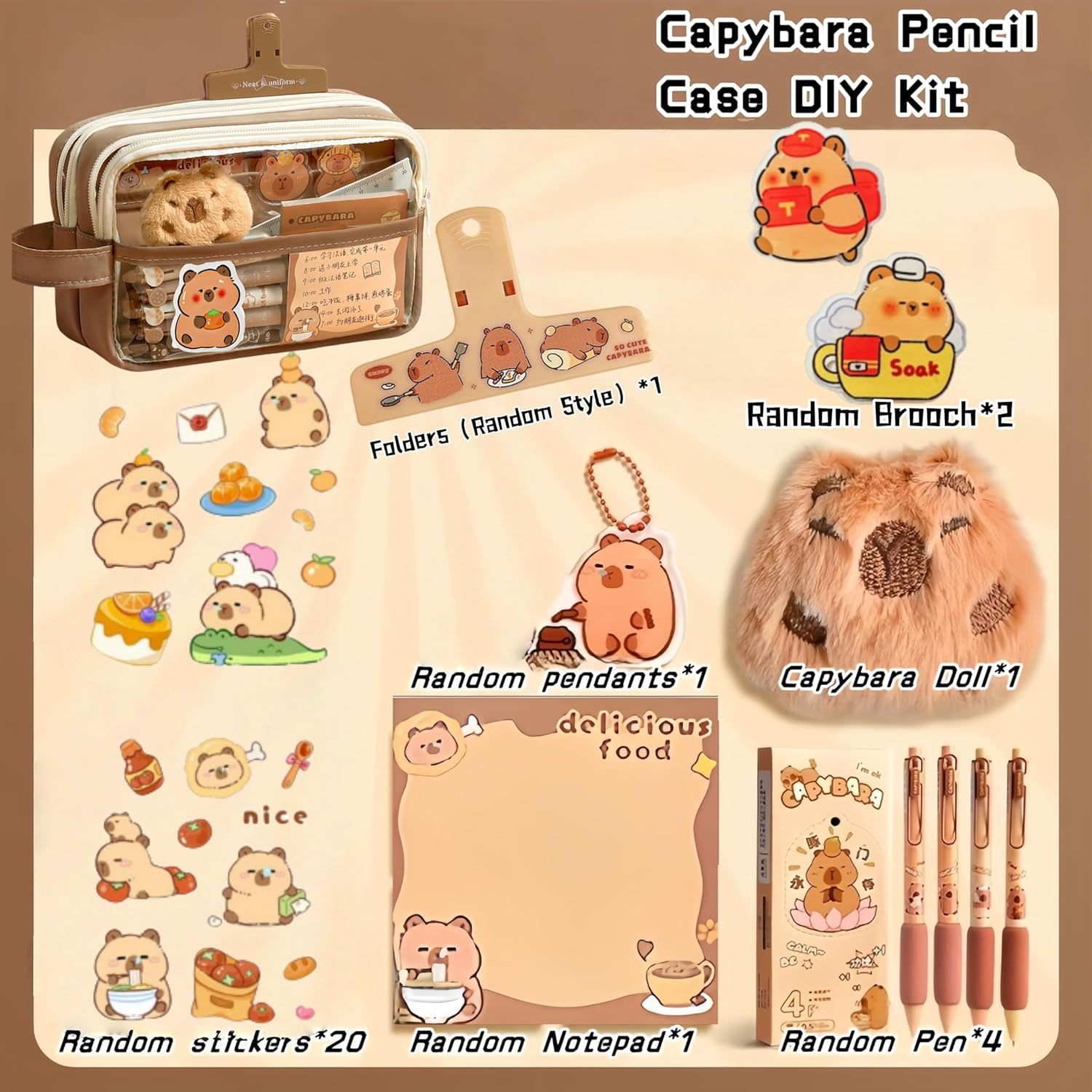 Kapibala para lápices de 5 capas de gran capacidad, lujo ligero, sensación de alto nivel, nicho, sin colisión, bolsa de papelería para niñas, bolsa de dolor, bolsa para lápices