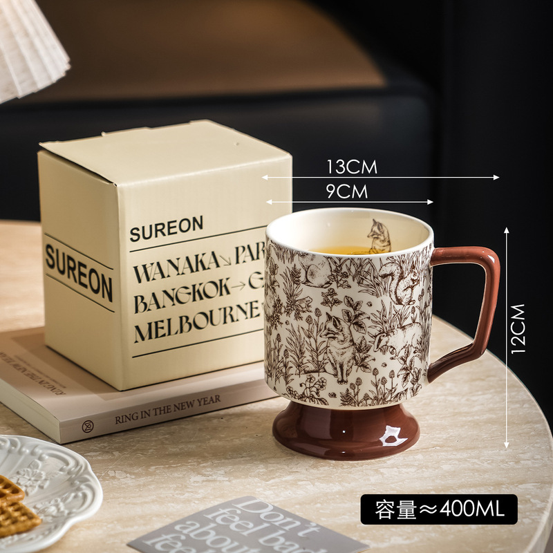 复古咖啡杯高档古风家用杯子下午茶陶瓷水杯小众马克杯情侣生日礼|undefined