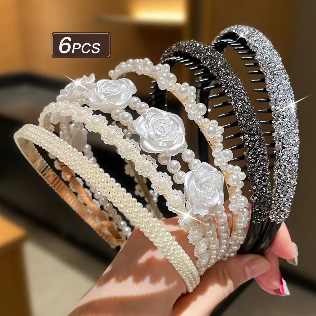 Europa y los Estados Unidos imitación de perlas de cabello retrógrado francés de verano de alto nivel sensación de cabello de la mujer nueva super inmortal lavado de la cara adornamiento para el cabello image 11