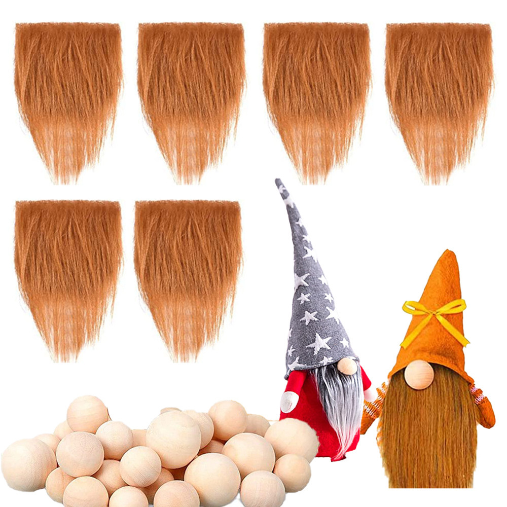 Light brown (color no. 9) (6 light brown beards + 6 round wooden balls)