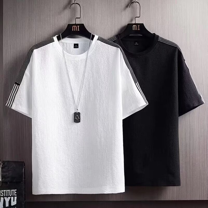 Fashion Tide Brand T-shirt Temperament Summer Lazy Men's Round Collar Tide City Style Japanese Style Five-point Sleeve Youth Fashion Fashion Tide Brand T-shirt Temperament Summer Lazy Men's Round Collar Tide City Style Japanese Style Five-point Sleeve Youth Fashion