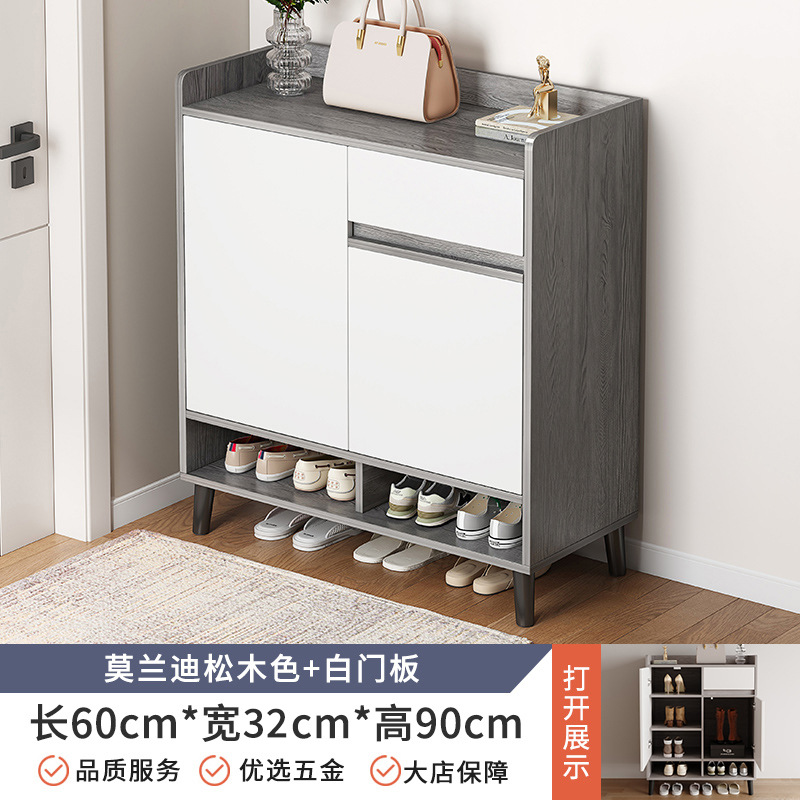 廊下の下駄箱の家庭用入り口の廊下の室内は戸口の外の玄関の戸棚の新型の2024木の色の靴の棚に入ります。