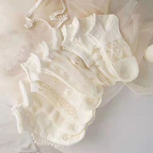 White summer socks for women ins fashion versatile socks summer thin lolita cute Japanese jk boat socks for women