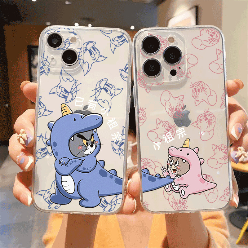 Tom and Jerry Suitable for Apple 15 Mobile Phone Case 14 Fun 13 Funny 12 Cartoon 11 Transparent 16 Soft Shell Xr All-Inclusive