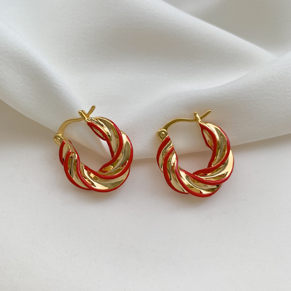 Geometric Pattern 1 Pair Retro Roman Style Geometric Plating Copper Earrings