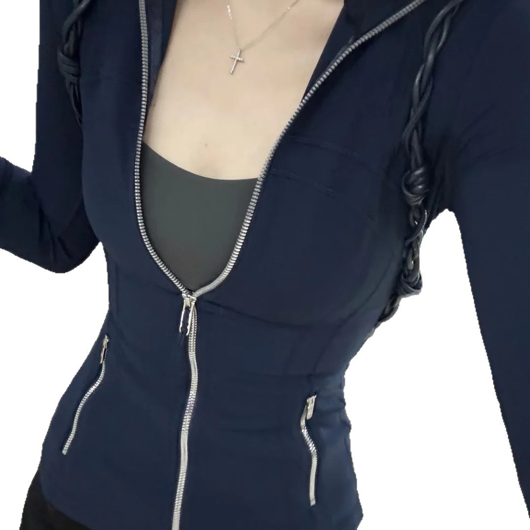 Navy jacket with zipper
