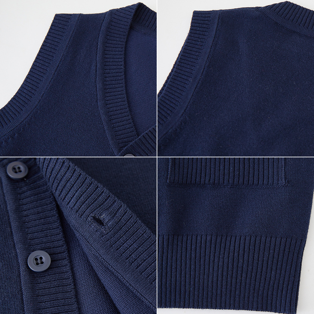 Transfronterizo europeo y americano Bolsillo falso niños y niñas Chaleco de punto Chaqueta de punto medio y grande suéter de los niños chaleco uniforme escolar al por mayor
