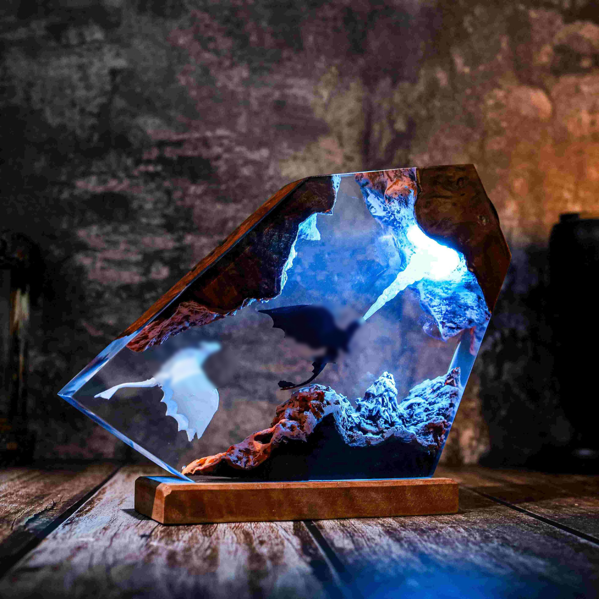 Nuevo chorro de fuego sin dientes HTTYD resina lámpara de noche LED luz epoxi de color una generación