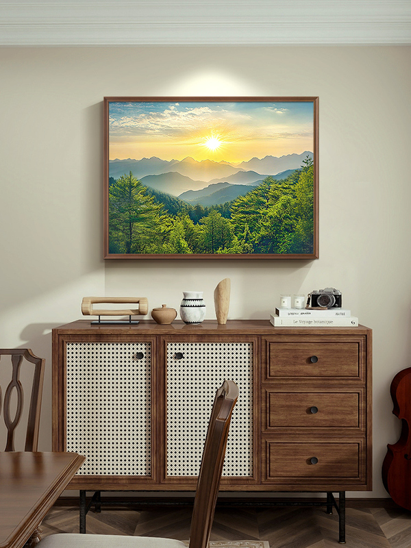 The Sun Rises in the East | Original Hand-Painted Oil Painting for Living Room Tv Wall, Entrance Cabinet, East Wall, Sunrise Landscape Decorative Painting. The Sun Rises in the East | Original Hand-Painted Oil Painting for Living Room Tv Wall, Entrance Cabinet, East Wall, Sunrise Landscape Decorative Painting.