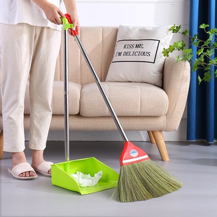 Hand-woven Miscanthus Broom Dustpan suit Hair-free Broom Old-fashioned Household Broom Single Sweeper King Gold