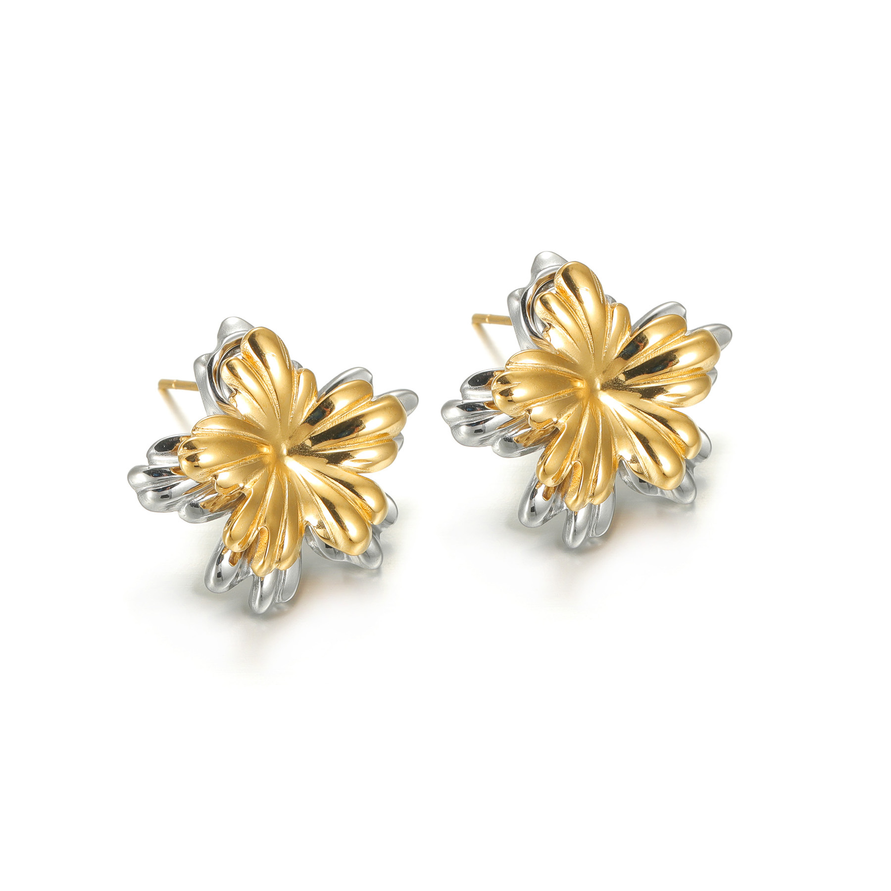 Holiday, Daily Occasion 1 Pair Retro Commute Geometric Heart Shape Flower Plating 304 Stainless Steel Ear Studs