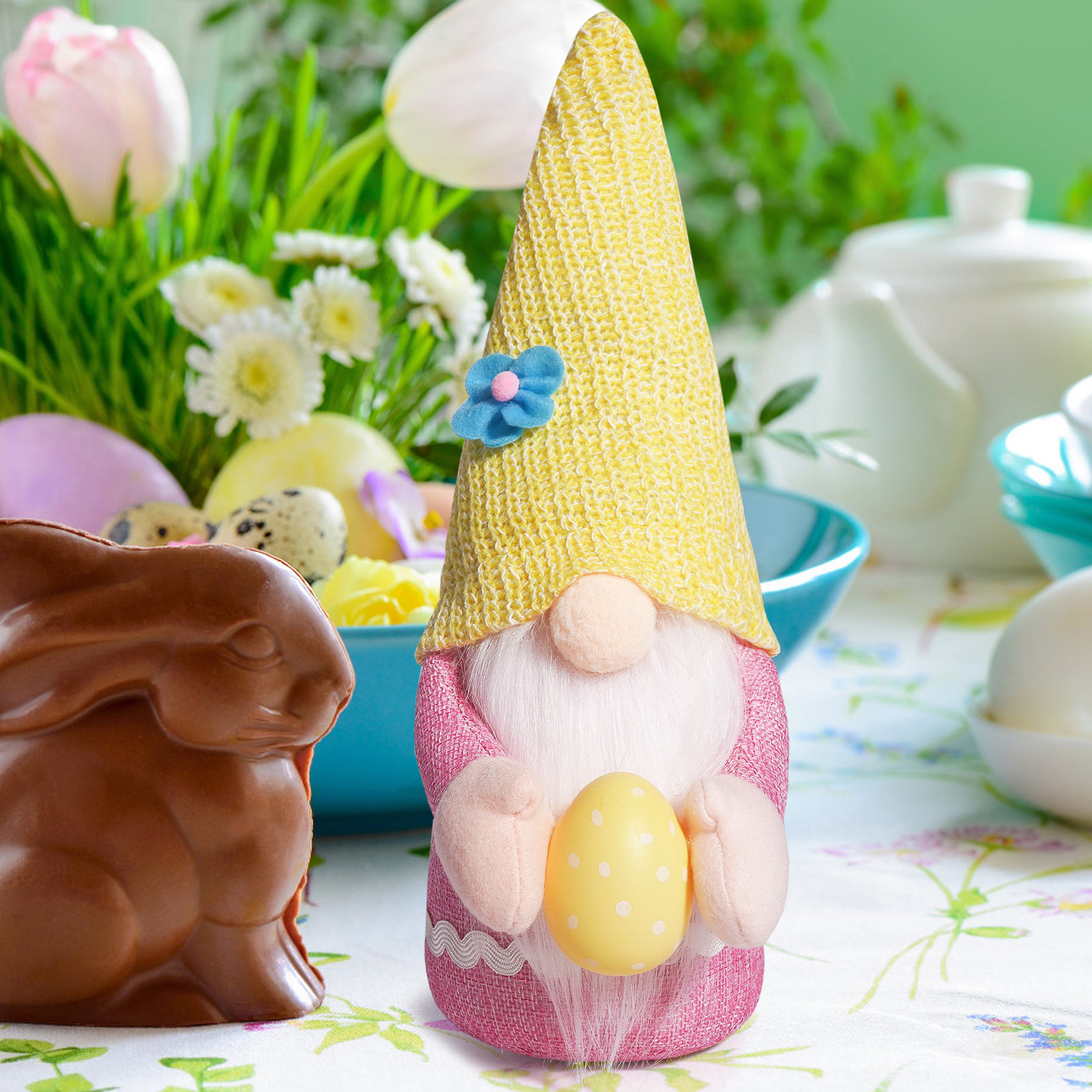 Conejo de Pascua transfronterizo orejas muñecas sin cara adornos conejo de Pascua Rudolph decoración enana