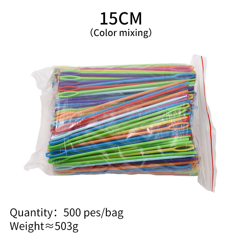 Agujas de coser a mano de plástico de color, hilo de lana, herramientas de tejido de bricolaje hechas a mano, agujas de ojos grandes, agujas de seguridad para niños, agujas de plástico bordadas
