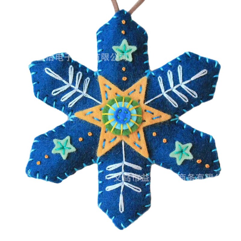 跨境 Embroidered Felt Christmas 刺绣毛毡圣诞节雪花装饰|undefined