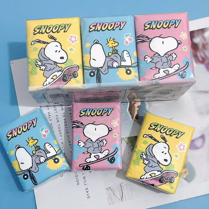 กระดาษผ้าเช็ดหน้าสนูปปี้สีลูกกวาดสีขาวบริสุทธิ์ (9แพ็ค)