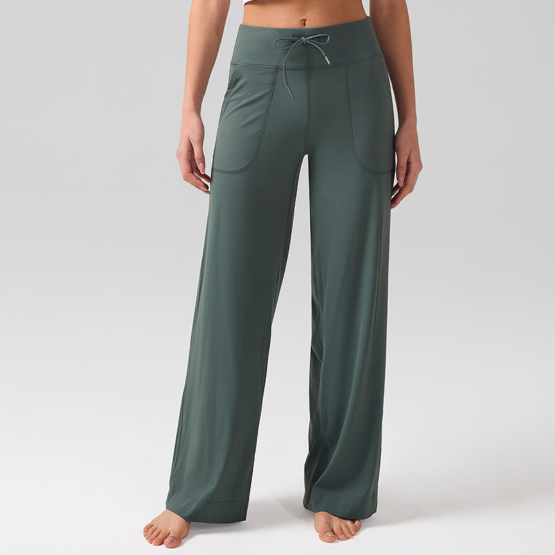 INFLACHI pantalones de chándal sueltos pantalones de fitness de yoga cepillados de secado rápido para mujer pantalones de pierna ancha rectos casuales transpirables