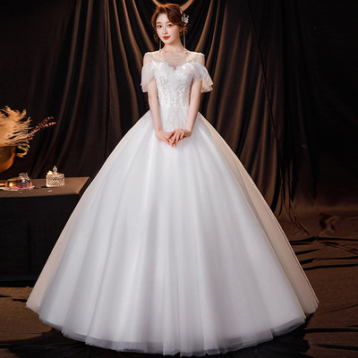 Wedding dress 2022 new pattern bride French Simplicity one word Qi Di Paige pregnant woman Little