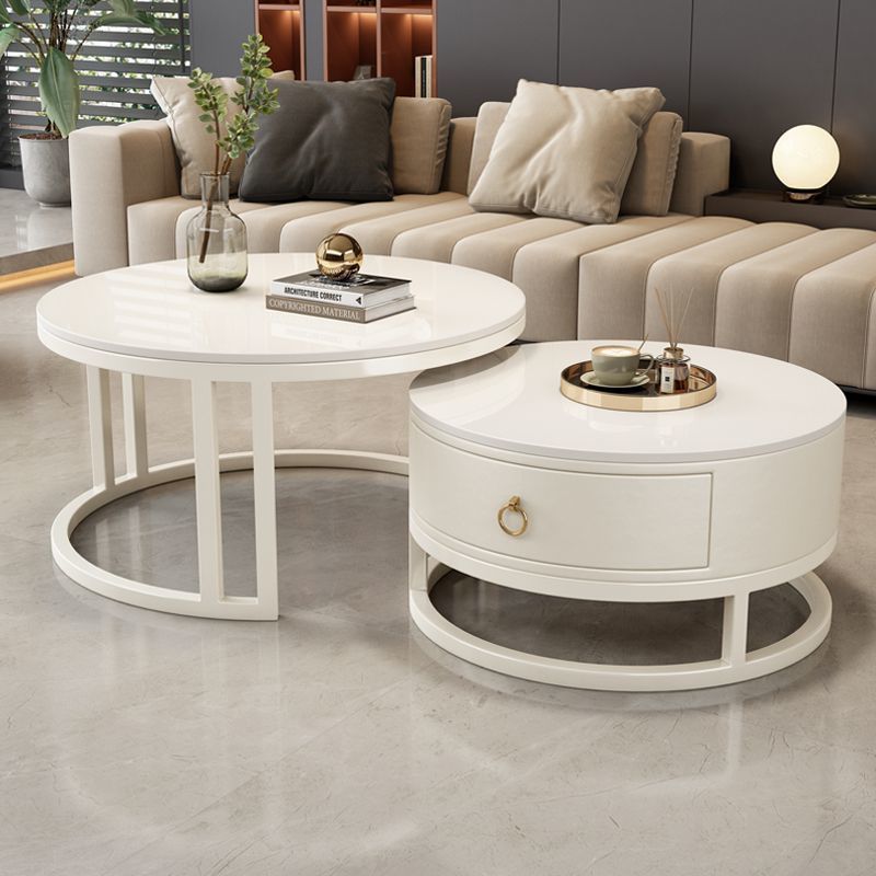 스노우 마운틴 화이트/크림 스타일 콤비 커피 테이블 [싱글 펌프스]