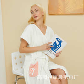 菠萝格吸水V领睡衣珊瑚绒洗澡浴袍女士中长款加大浴巾代发家居服