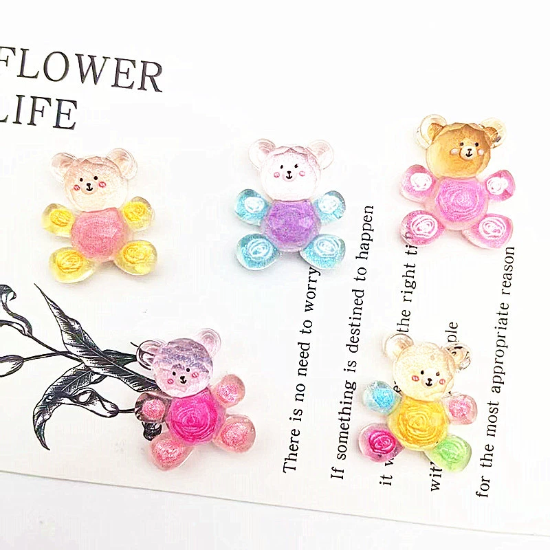 Высокопрозрачные перламутровые граненые аксессуары из смолы с рисунком граффити медведя, аксессуары для самостоятельного изготовления чехла для мобильного телефона, пряжка для обуви, аксессуары для волос, аксессуары