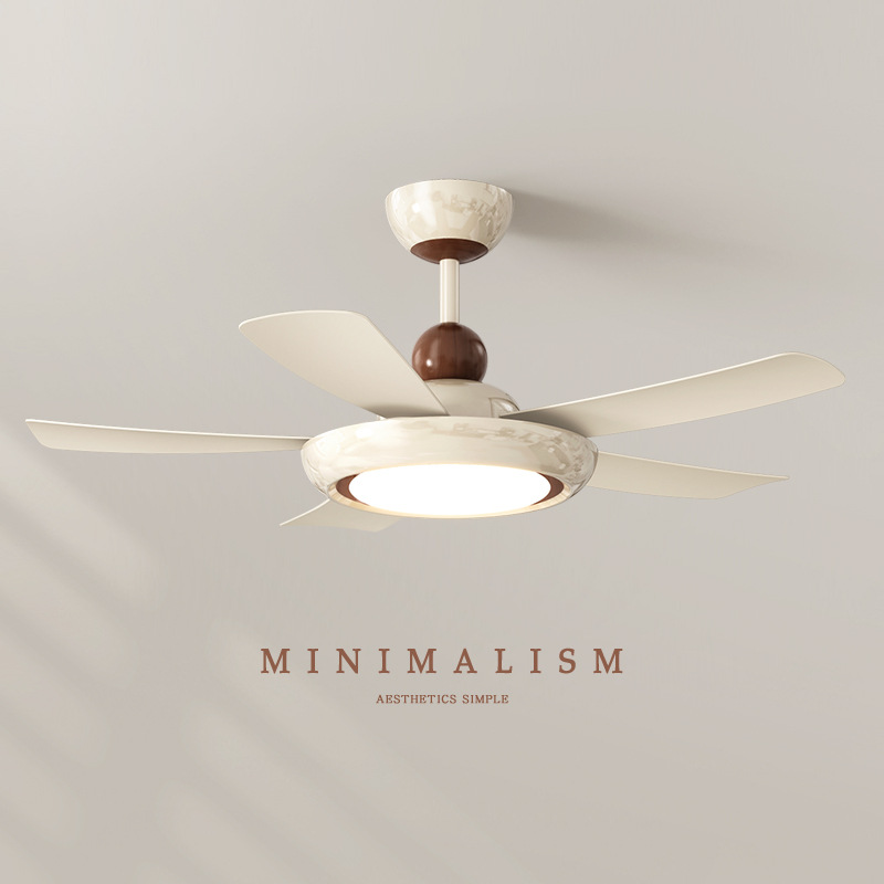 Cream Style Fan Lamp Full Spectrum New Ceiling Fan Lamp Integrated Lamp Living Room Zhongshan Lamp Restaurant Lamp with Fan
