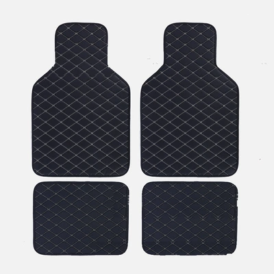 PVC universal car floor mats, Universal Foot Pad - black-gold-wire-protruding-tip-black