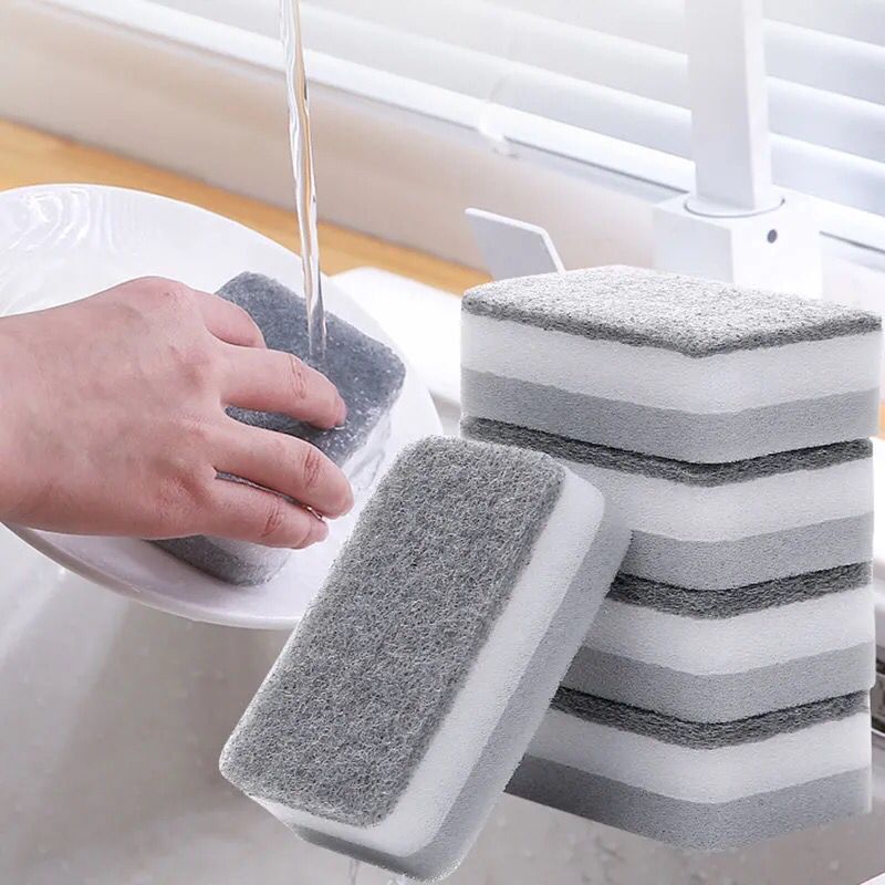 Kitchen Dishwashing Artifact Scouring Pad Sponge Cleaning Block High Density Dishwashing Brush Pot