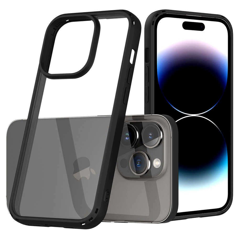 iPhone15pro彩色边亚克力手机壳适用苹果透明二合一tpu+pc保护套