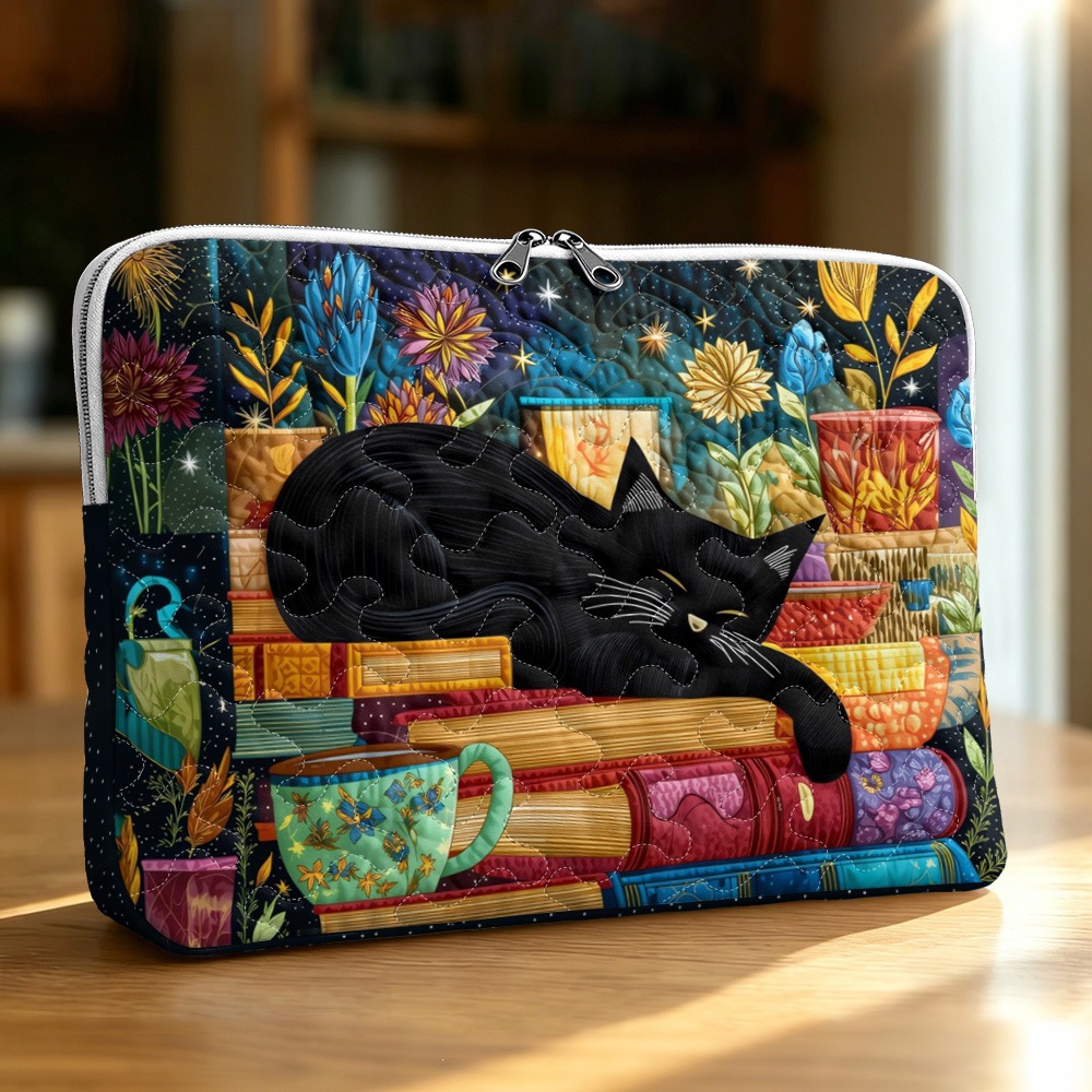 Cross-border fashion quilted new tablet bag with cat book pattern, digital printed handbag, minimum order of one piece