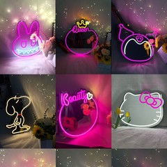 LED クロスボーダー USB ミラーネオンライト装飾ホーム雰囲気ライトスタイリング化粧鏡ナイトライト工場直接供給