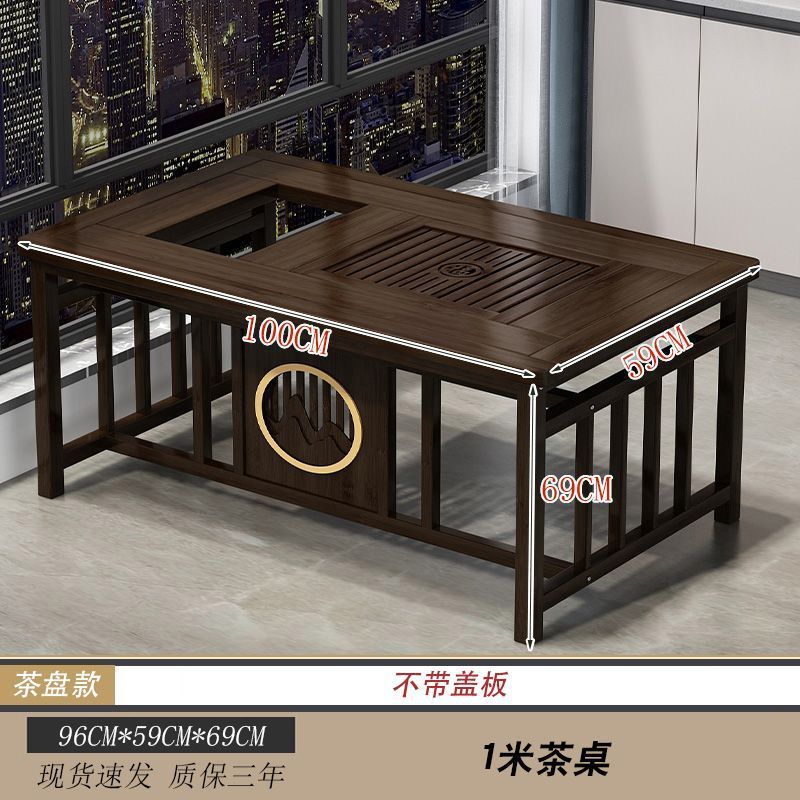 Mesa de té de balcón, pequeña oficina doméstica, mesa de té, hervidor de madera sólida, mesa de té integrada