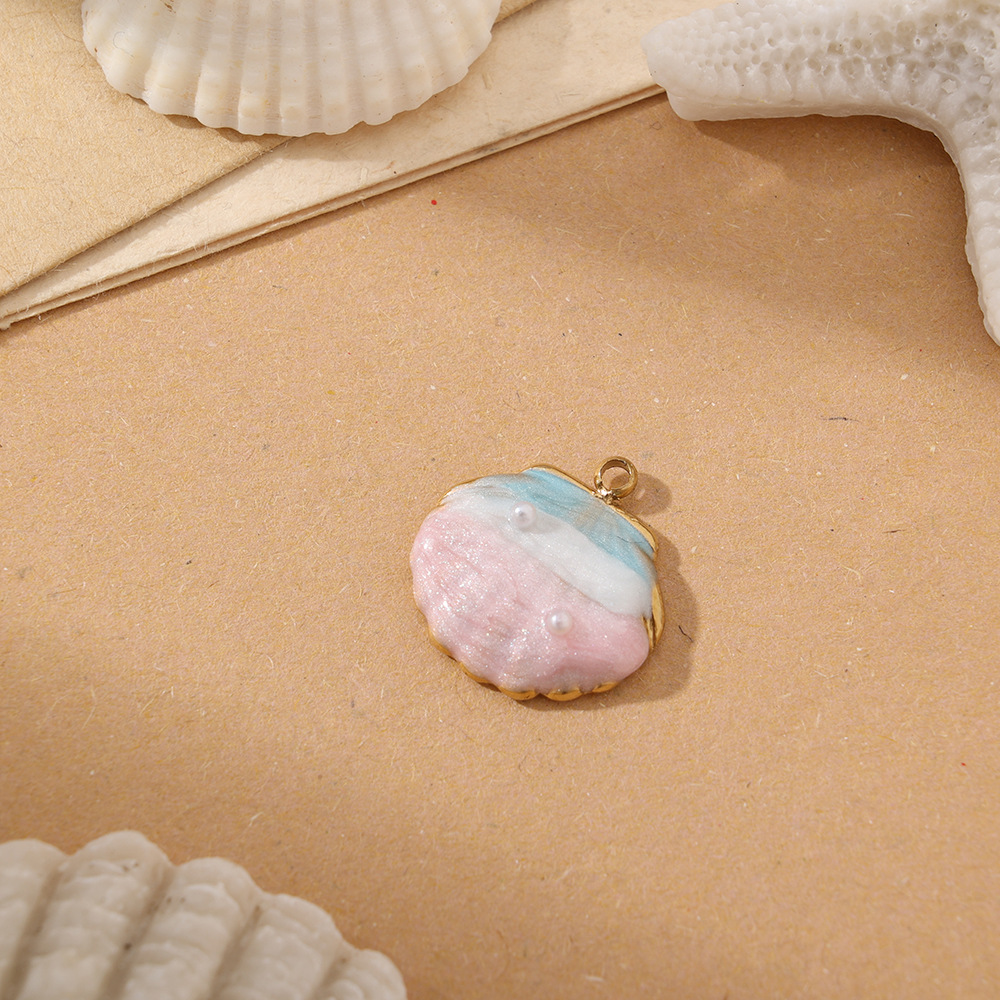 4g Weight Pendant Jewelry Making Type Charms Classification 1 Piece Quantity 304 Stainless Steel Material Shell Pattern All Seasons Season Polished Finish Plating Design Beach Style 1 Piece 304 Stainless Steel Shell Polished Pendant Charms 8