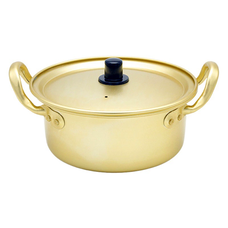 Корейский ламианский горшок с лапшой быстрого приготовления Горшок с лапшой Южная Корея Желтый Алюминиевый горшок Горшок с лапшой быстрого приготовления Корейская драма Горшок для супа Сопровождаемый Подарочный горшок Оптовая Продажа с фабрики