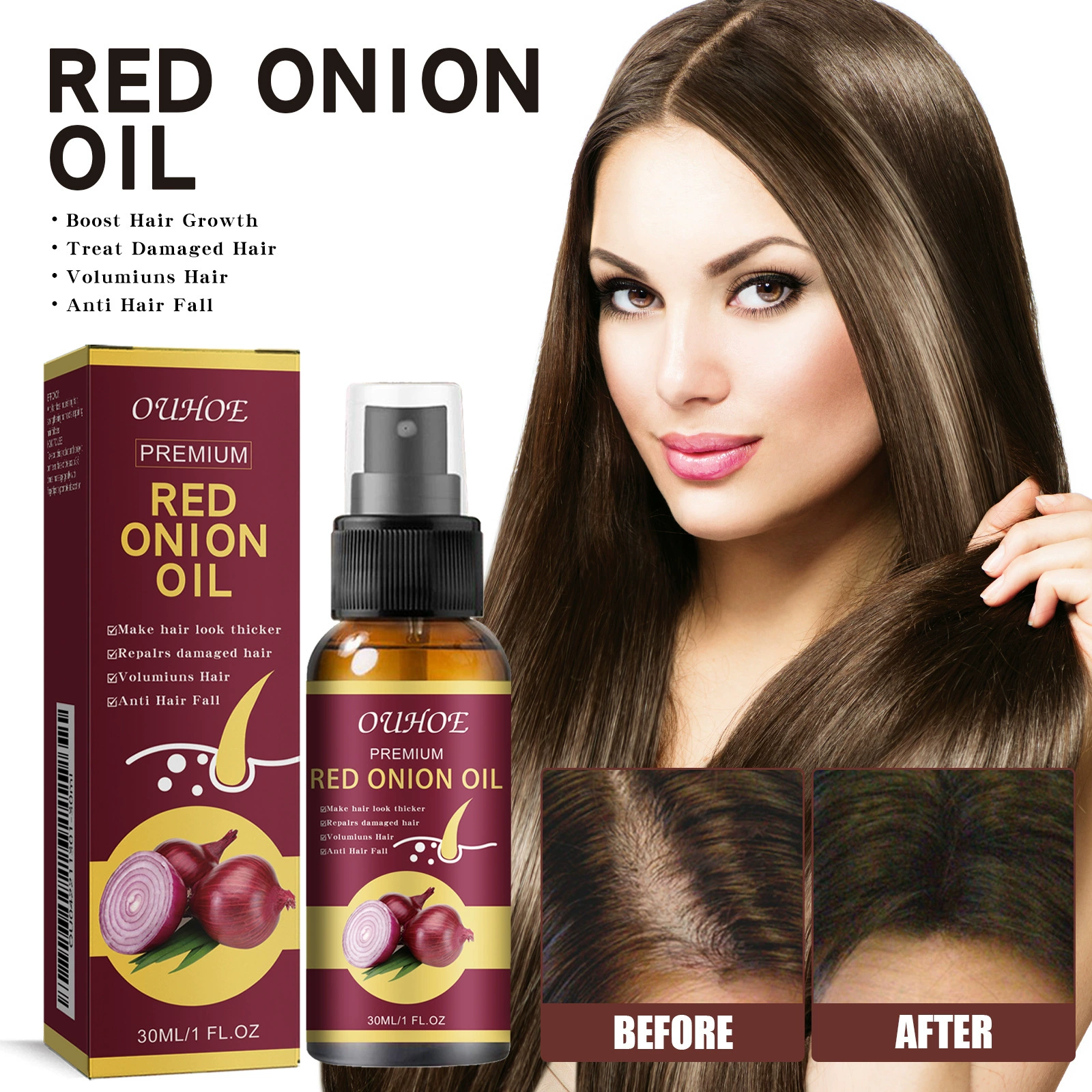 OUHOE Лук для волос Эфирное масло для волос густые, мягкие и прочные, чтобы предотвратить загустение волос, увлажняющий спрей для волос