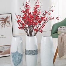 景德镇陶瓷落地花瓶大号客厅欧式插花干花装饰摆件富贵竹水培其r^