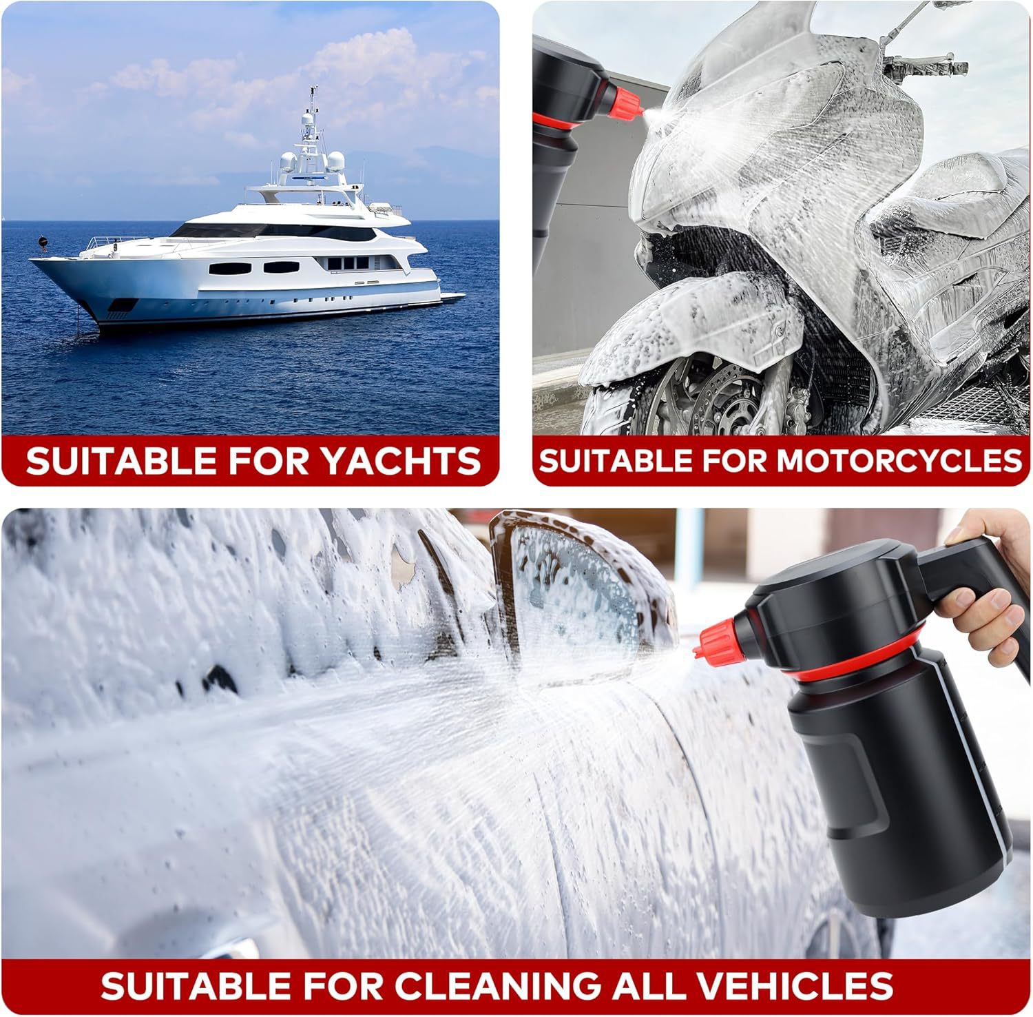 Electric high-pressure car wash foam sprayer, dual-use handheld foaming sprayer for home and car, car cleaning tool