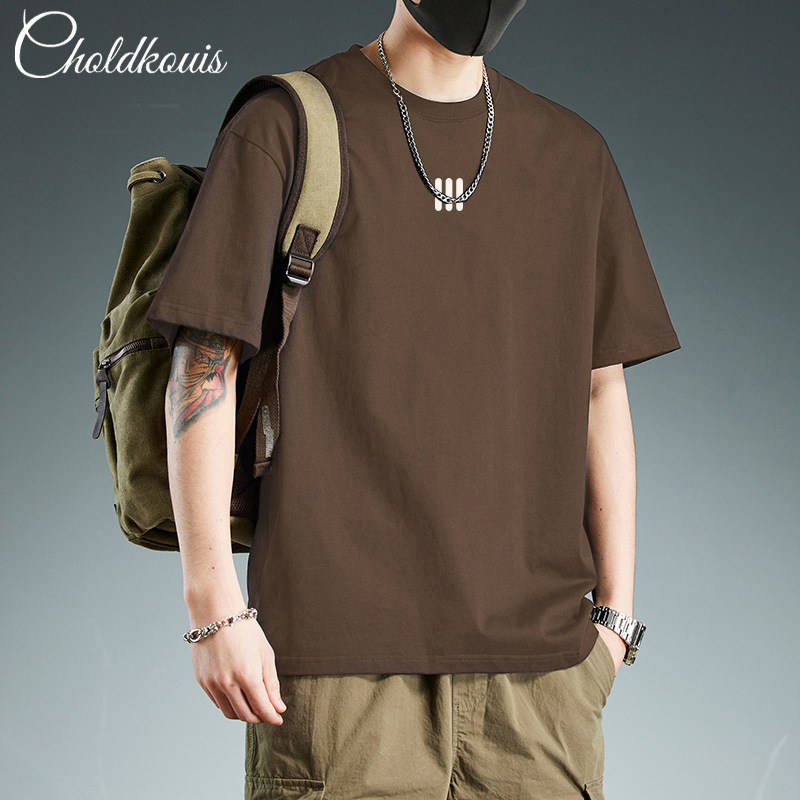 Trendy Brand Heavy Cotton Short-sleeved T-shirt Men's Summer New Fashionable Loose Half-sleeved Men's Round Neck Top Trendy Brand Heavy Cotton Short-sleeved T-shirt Men's Summer New Fashionable Loose Half-sleeved Men's Round Neck Top