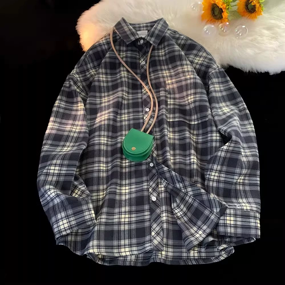 Демисезонная рубашка японского стиля, качественная jacket? (note) better: куртка весенняя в клетку, размеры M–3XL