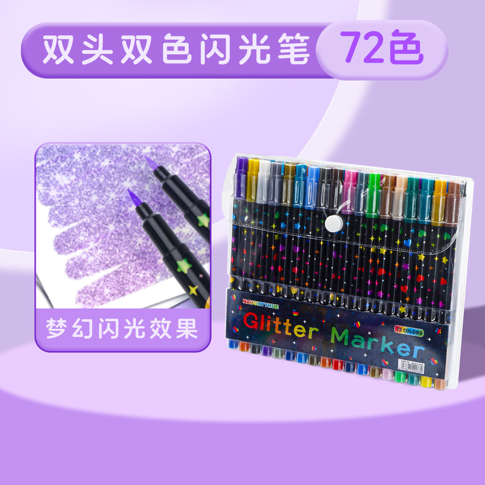 Lápiz de doble cabeza de doble color con marcador de flash, lápiz de cuentas de mano, lápiz de acuarela, lápiz de reflexión especial para estudiantes de arte primario, lápiz de graffiti DIY