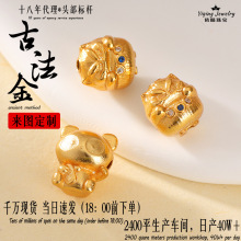 925银镀金小熊猫扎基拉姆方通孔隔珠散珠文玩手串diy项链银饰配件