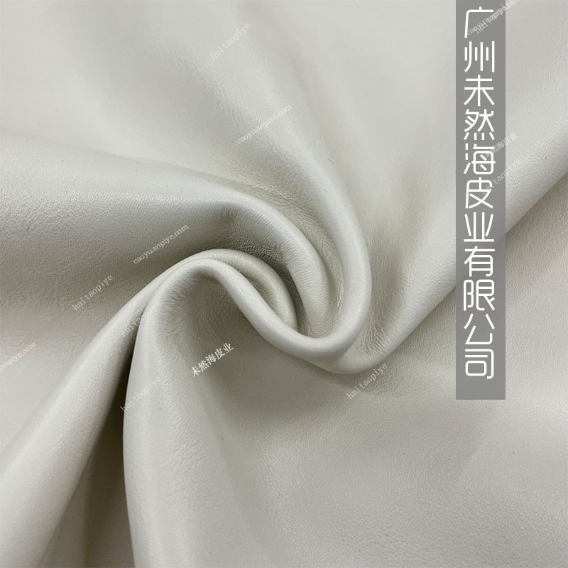 学生党棒球服袖子用米色头层纳帕牛皮