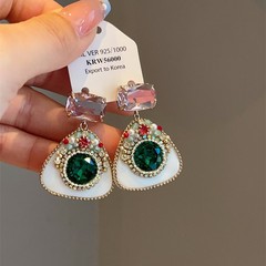 925银针欧美宫廷风重工镶彩宝天然贝壳耳环时尚高级感灵视之眼耳