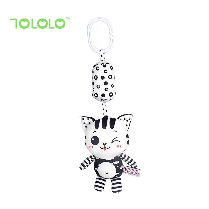 Juguete de educación temprana Happymonkey para bebés de 0 a 3 años, campana de cuna en blanco y negro, campana de viento, sonajero colgante para coche y cama.